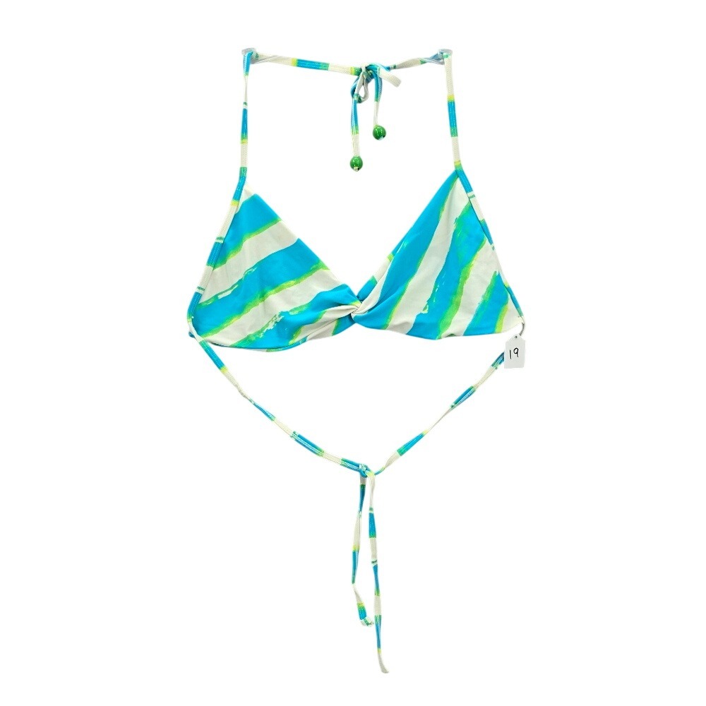 Y2K Mermaid Old Navy Blue Green Bead Stripe String Skimpy Bikini Top Swimwear XL